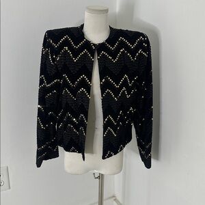 Vintage Lilli Ann Velvet Sequin Dinner Jacket Black
